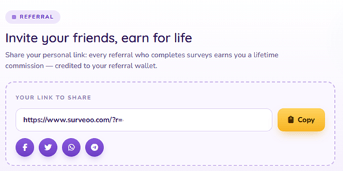 Referral program of Surveoo