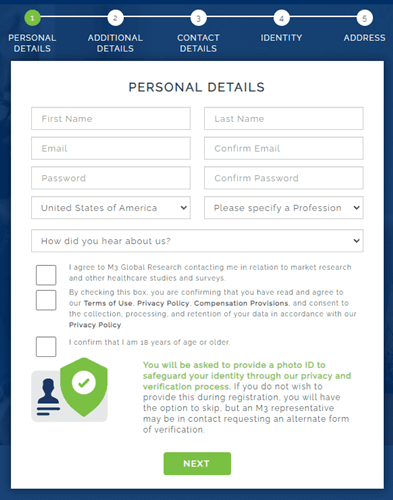 The five registration steps of M3 Global Research