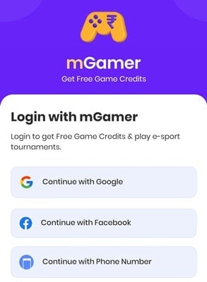 mGamer sign-in options