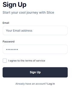 Slice sign-up form