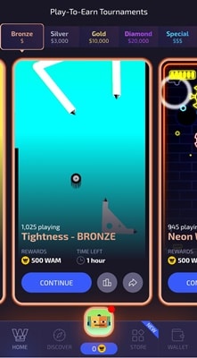 WAM play-to-earn tournaments