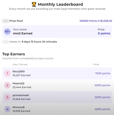 Prime Opinion leaderboard contest