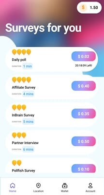 Paid surveys in the SurveyParty app