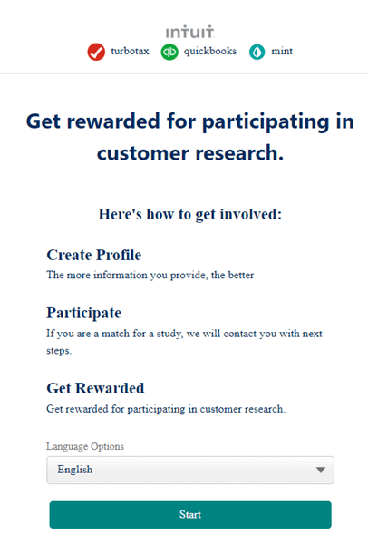 Creating a profile for Intuit User Research