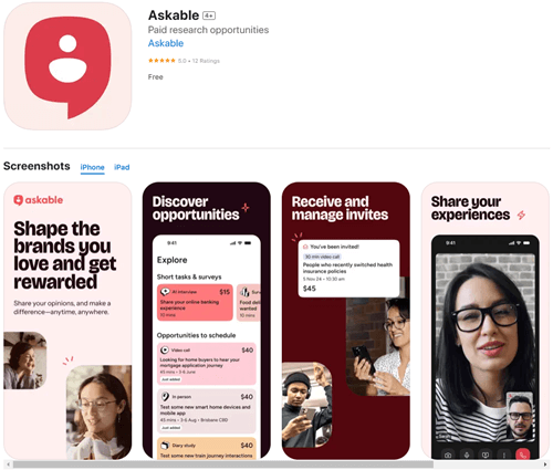 The Askable app for Android and iOS