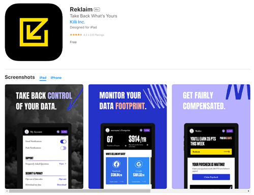 Reklaim app for Android and iOS