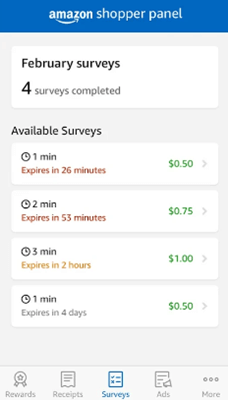 Paid surveys on the Amazon Shopper Panel