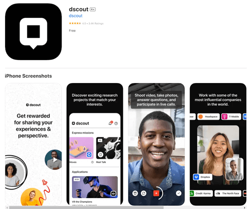 The dscout app on Android and iOS