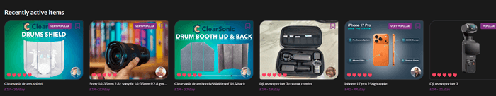 Items for rent on Hygglo