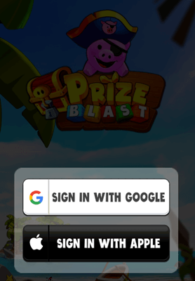 Signing in to Prize Blast