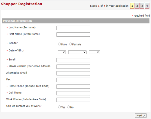 GBW Mystery Shopping registration form