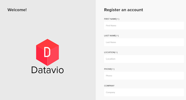 Datavio registration form
