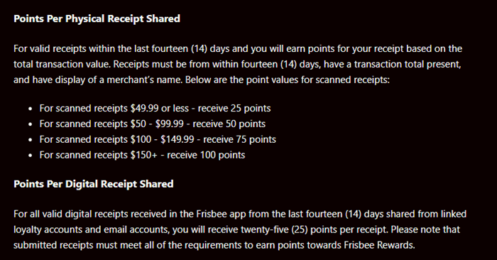 Frisbee points system