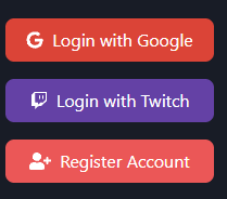 Rewardy.io sign-up with Google or Twitch