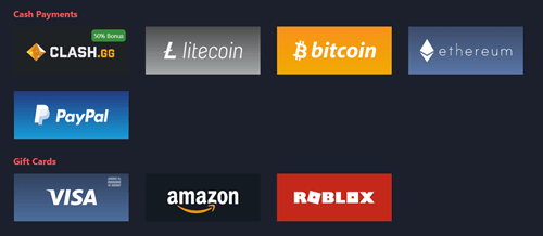Rewardy.io payment methods