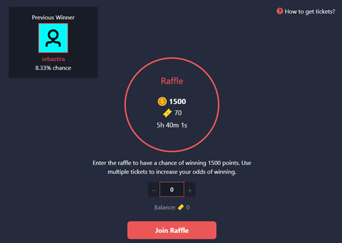 Rewardy.io daily raffle