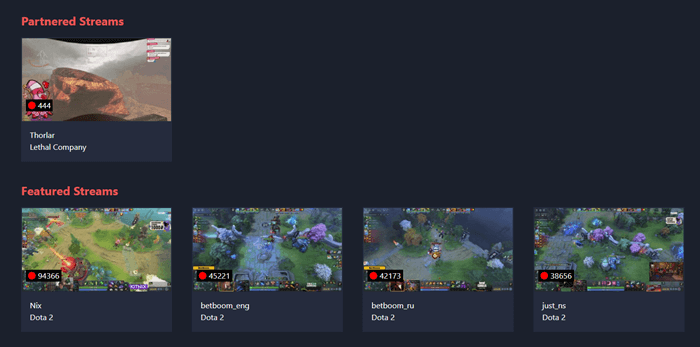 Watching Twitch streams on Rewardy.io