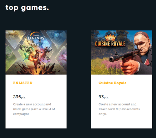 Playing games on LootPrizes