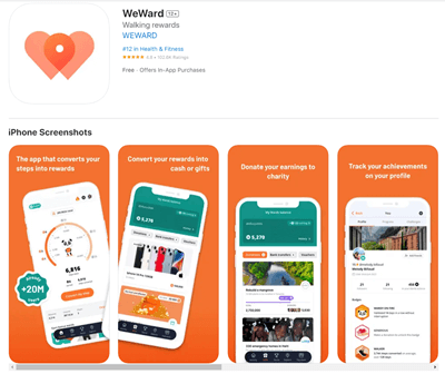 WeWard app for Android and iOS