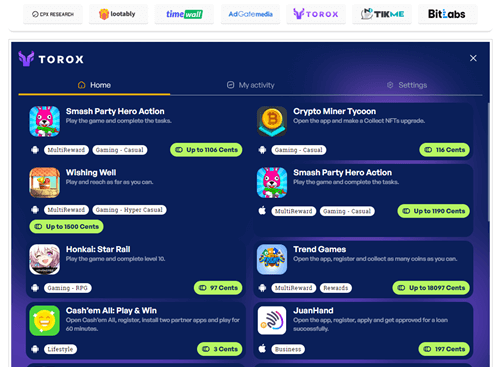 Offerwalls on Aticlix