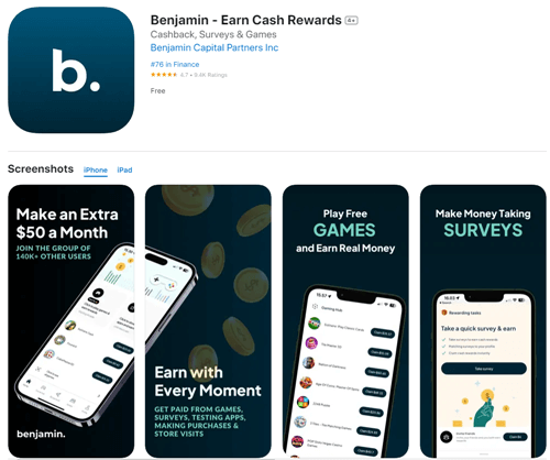 Benjamin app for Android and iOS