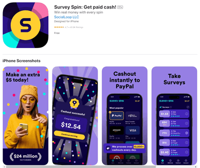 The Survey Spin app for Android and iOS