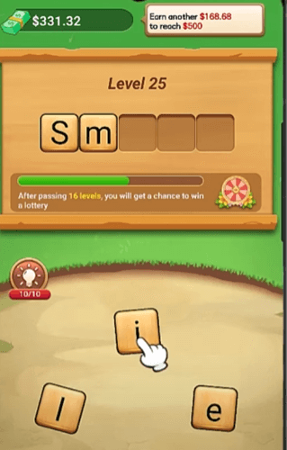 A word puzzle level in Words to Win