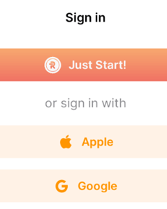 Signing up for Robox with Apple or Google