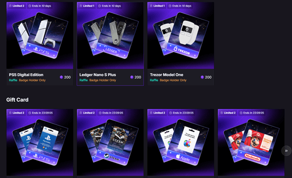 CARV Play raffles for gift cards