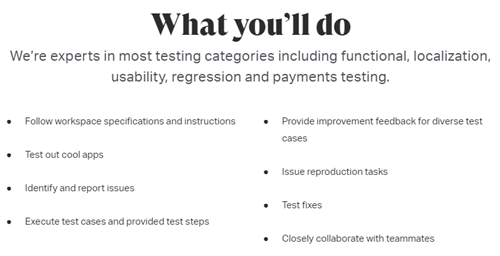 Testing work opportunities on Testlio