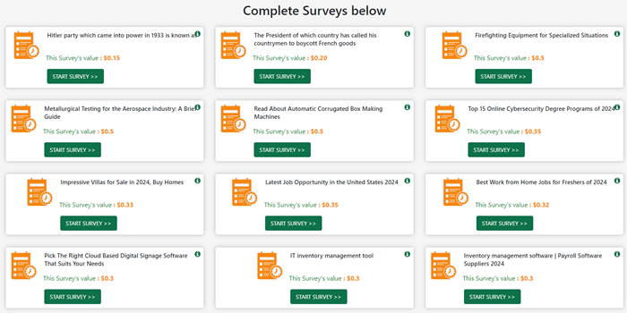 Surveyjobin surveys in the member dashboard
