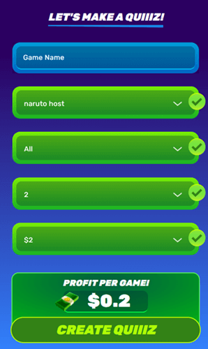Creating a private game on Quiiiz