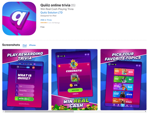 Quiiiz app for iOS