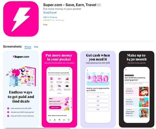 The Super.com app on Android and iOS