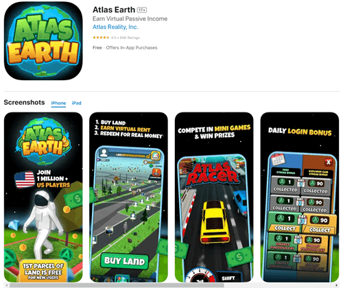 Atlas Earth app for Android and iOS