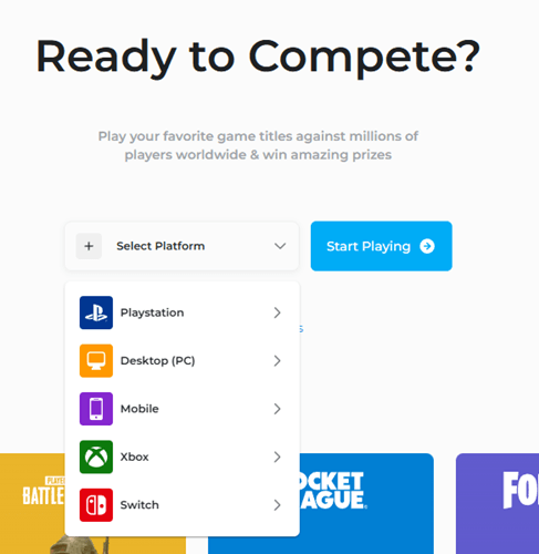 Choosing a gaming platform on Repeat.gg