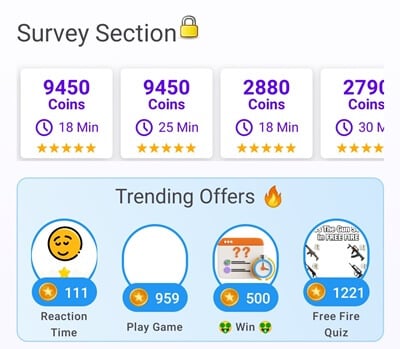 Offers and surveys on WinX