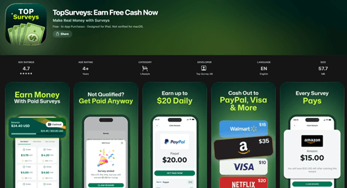 TopSurveys app for iOS and Android