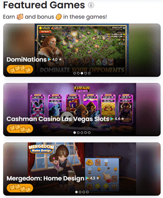 Featured games on Playback Rewards