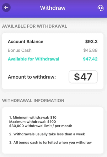 Payout options of Blitz