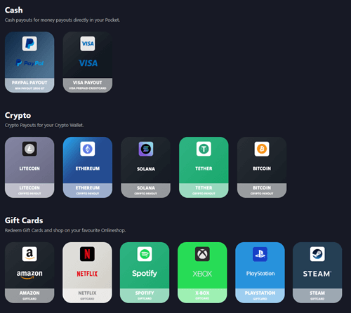 Gametrophy payout options