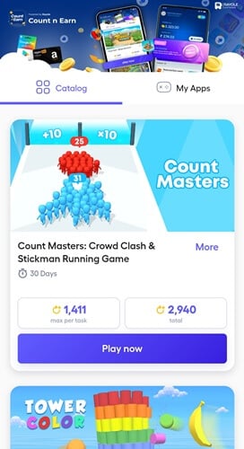 Playing games on Count and Earn