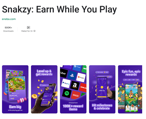 The Snakzy app for Android
