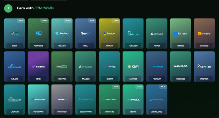Offerwalls on CashGun