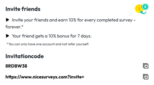 Referral program of NiceSurveys