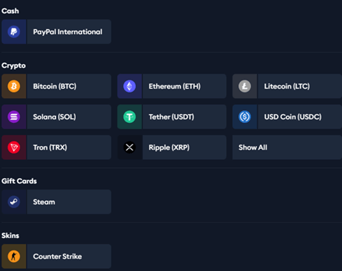 EarnLab payout options