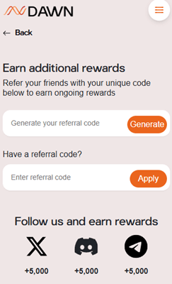 Dawn Validator referral program