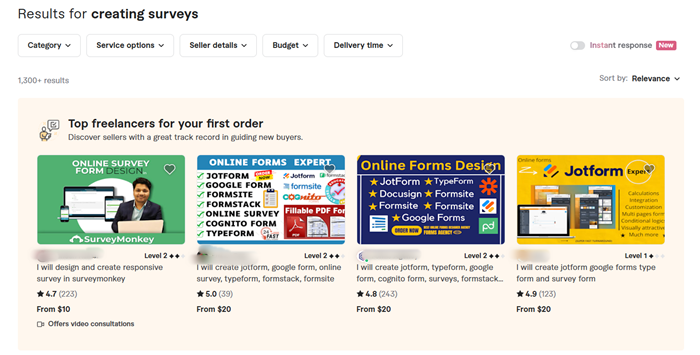 fiverr survey creation