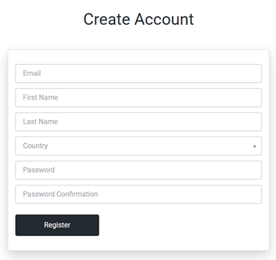 The Proxyrack registration form