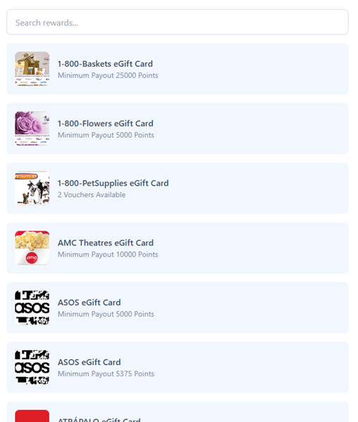 Payout options of RewardsXXL